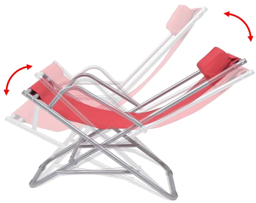 Cadeiras de jardim reclináveis 2 pcs aço vermelho