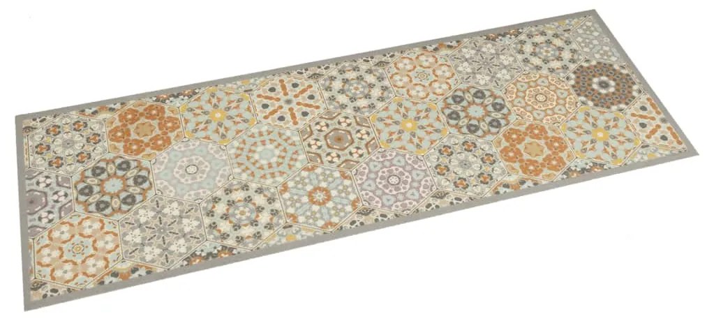 vidaXL Tapete cozinha lavável 45x150 cm veludo padrão hexagonal pastel