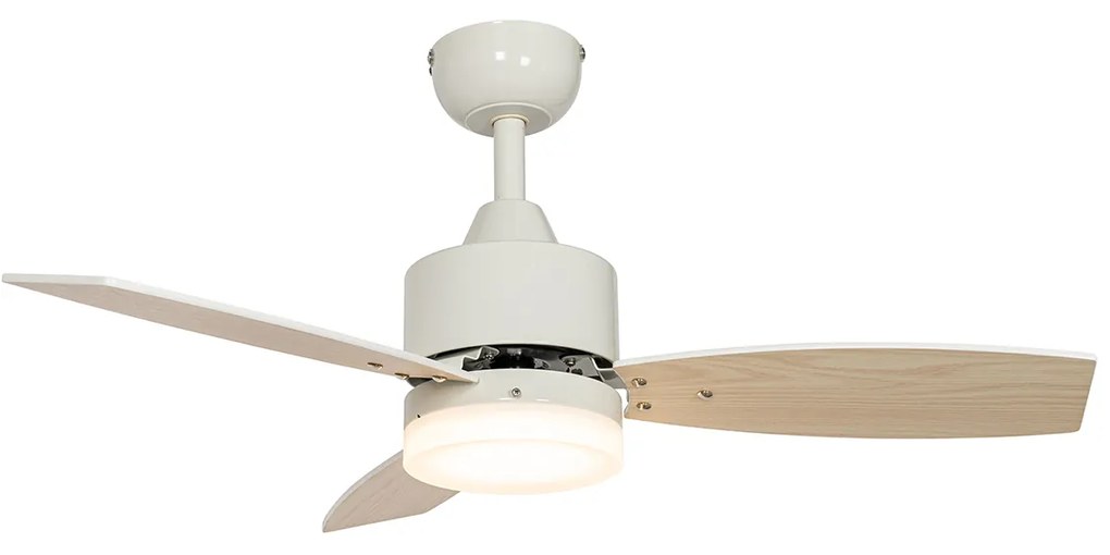 Ventilador de teto exterior branco com LED e controlo remoto IP44 - Toledo Moderno