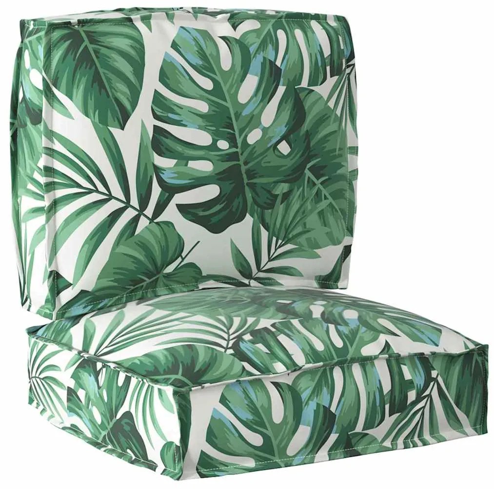 vidaXL Conjunto de Almofadas para Palete em 2 Peças com Estampa de Folhas em Tecido Oxford