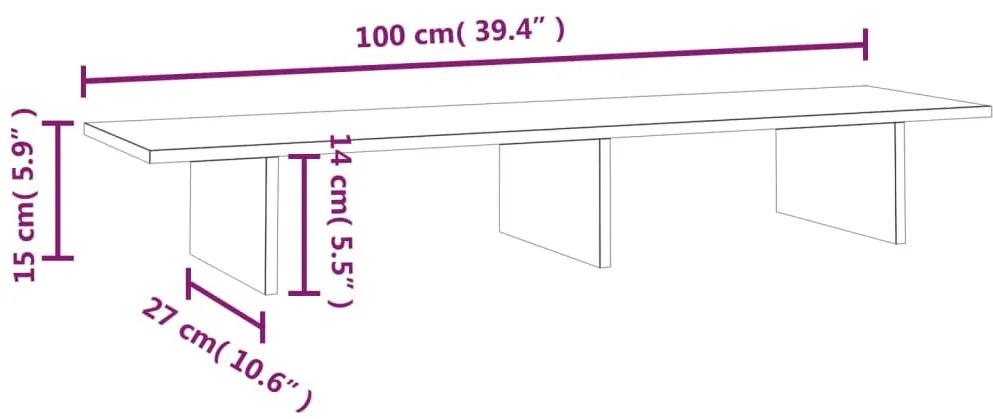 Suporte para monitor 100x27x15 cm madeira de pinho maciça