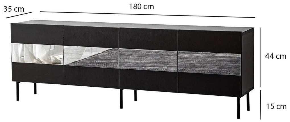 Móvel TV Leon – Preto – 180 x 59 x 35 cm