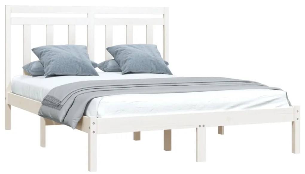 Estrutura de cama 160x200 cm madeira maciça branco