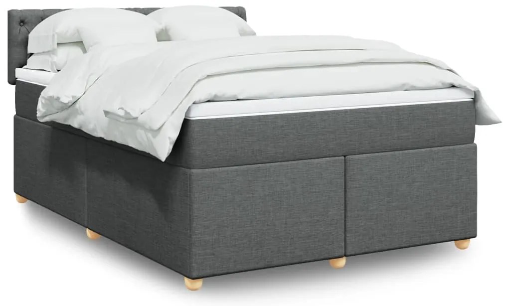 vidaXL Cama com molas/colchão 140x190 cm tecido cinzento-escuro