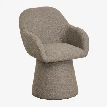 Cadeira De Jantar Estofada Erica Com Braços Bouclé Castanho Trigo - Sklum