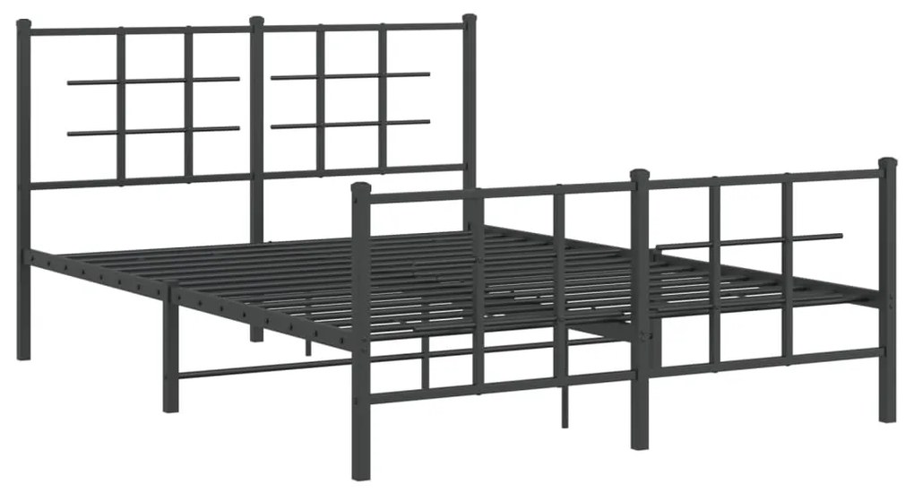Estrutura de cama com cabeceira e pés 135x190 cm metal preto