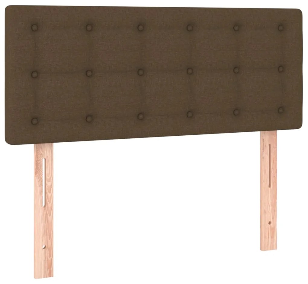 Cama box spring c/ colchão/LED 90x190 cm tecido castanho-escuro