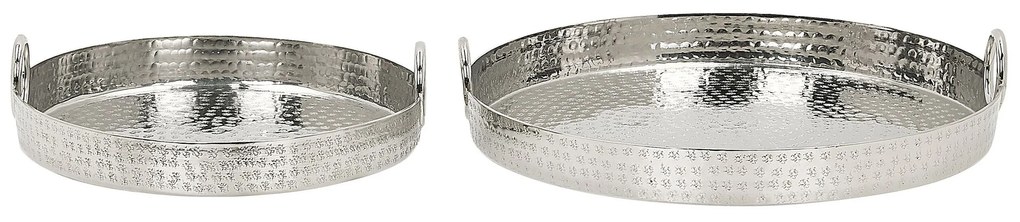 Conjunto de 2 bandejas decorativas prateadas SAFUR Beliani