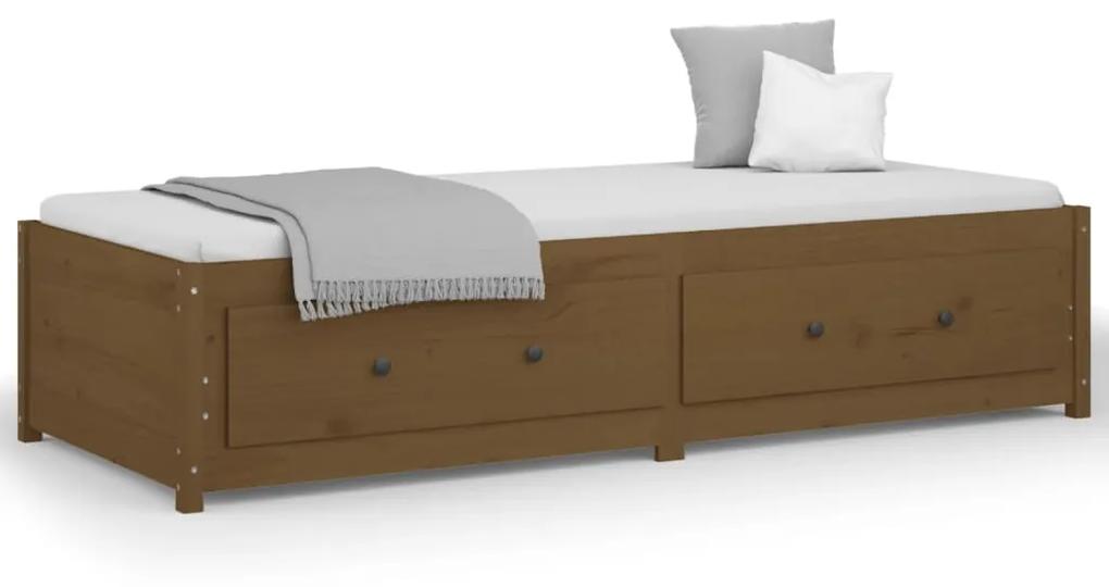 Sofá-cama de solteiro 90x190 cm pinho maciço castanho mel