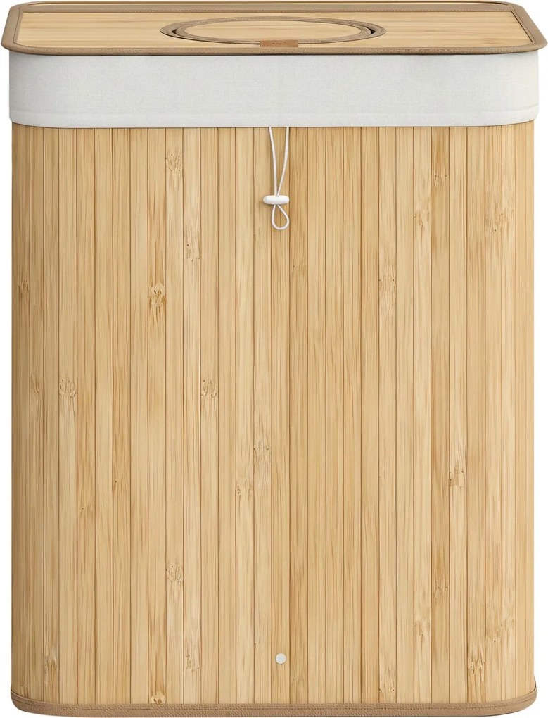 Caixote lixo para reciclagem garrafas, 95 L bambu 40,5 x 40,5 x 61 cm bege