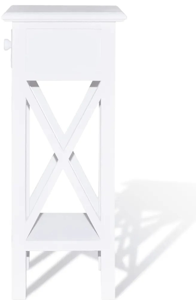 Mesa lateral com gaveta branco