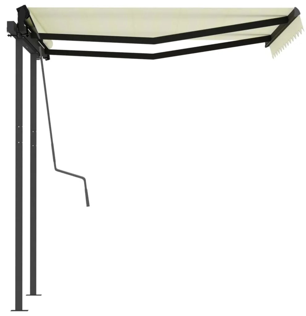 Toldo retrátil automático com postes 3,5x2,5 m cor creme