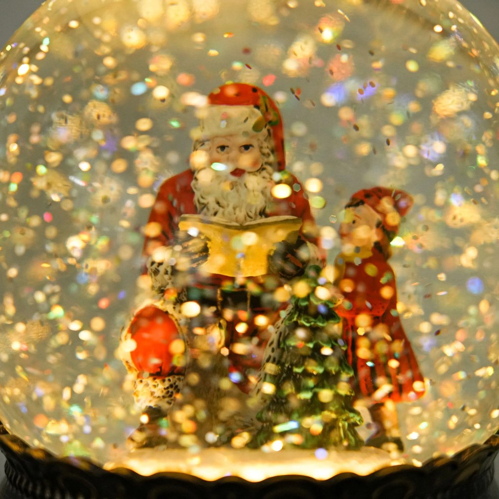 Bola de Neve com Música e Luzes Globo de Neve com Cena de Pai Natal e