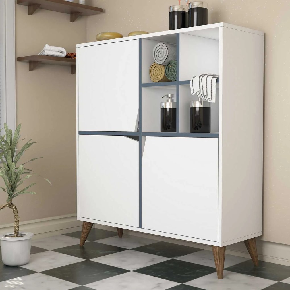 Armário Multiusos Pulse – Branco e Azul – 100x115x30 cm