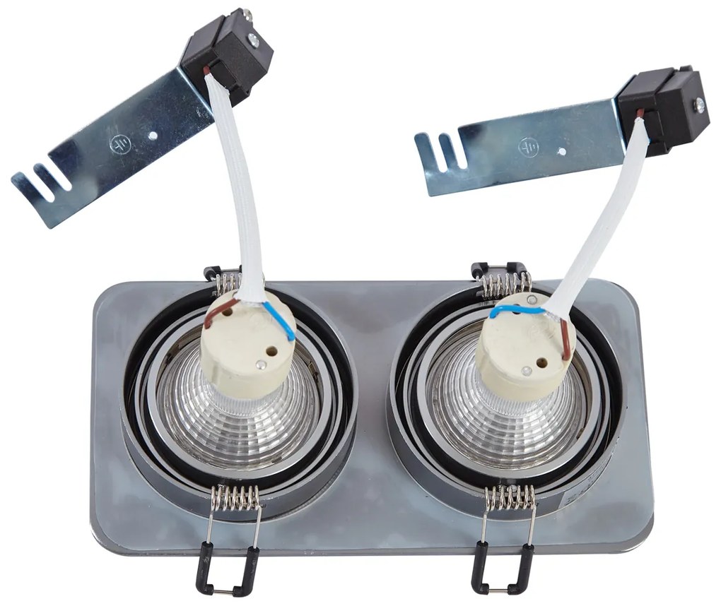 Foco embutido redondo cor de bronze GU10 50mm giratório e inclinável IP44 2-luzes - Alberto