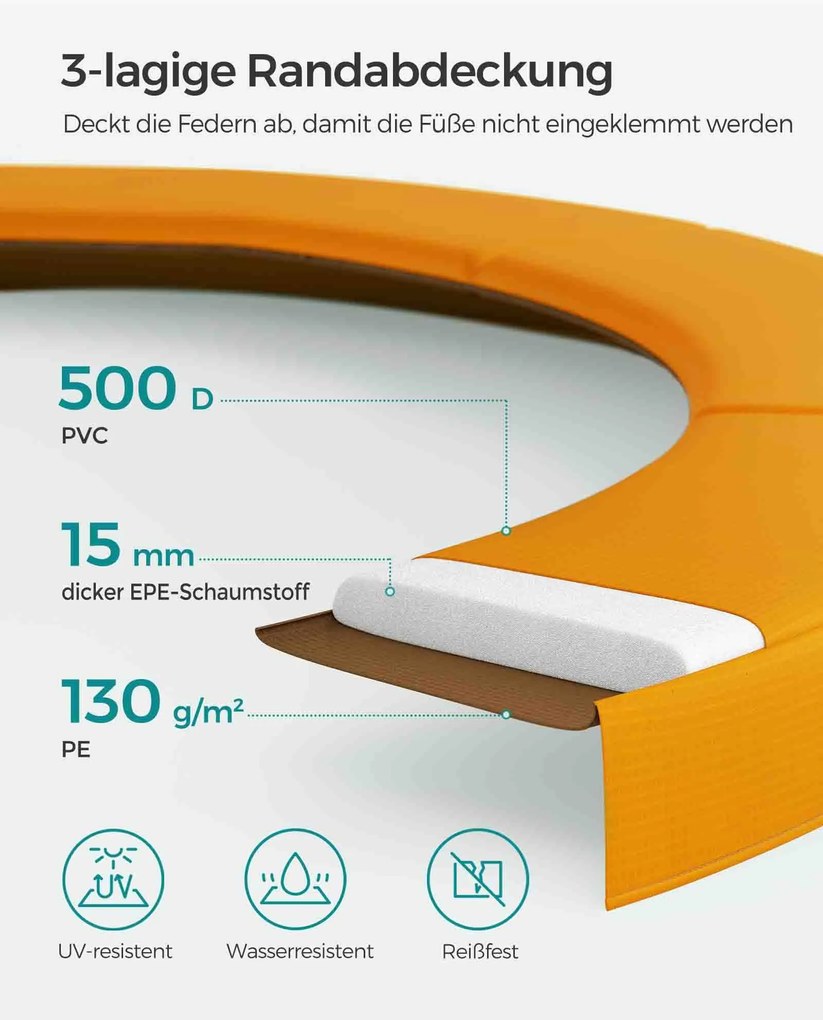Trampolim de jardim Ø 366 cm com rede de segurança Preto-laranja