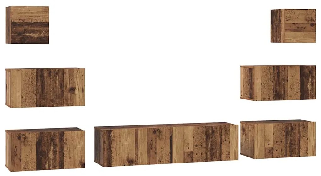 Conjunto de móvel de TV 8 pcs Madeira antiga 60 x 30 x 30 cm