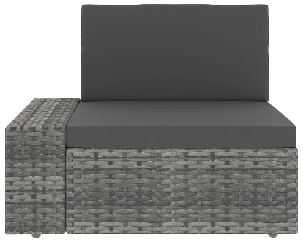 4 pcs conjunto lounge para jardim vime PE cinzento