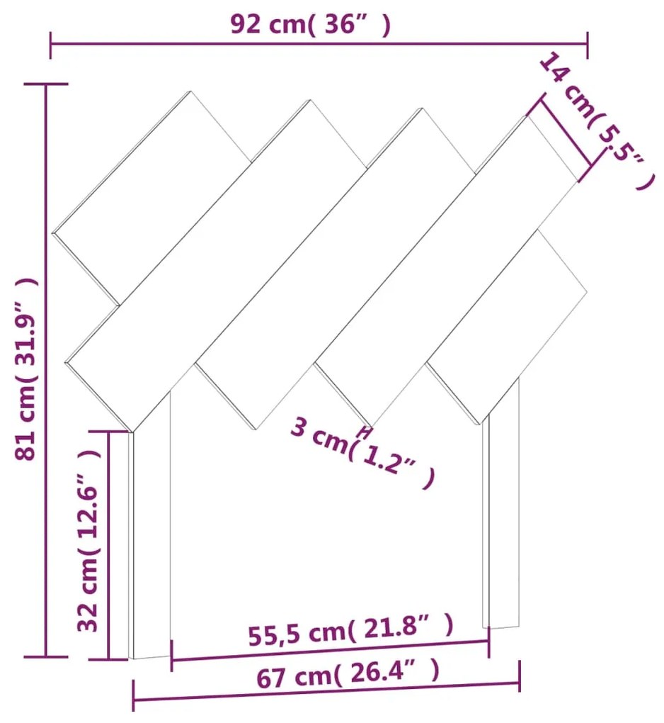 Cabeceira de cama 92x3x81 cm pinho maciço preto