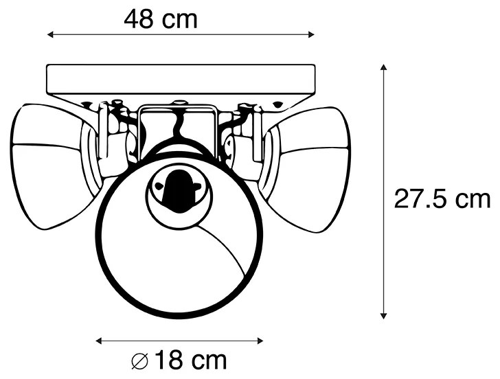Foco Industrial Cinza Escuro com Madeira de Mangueira 3 Luzes - Mangoes