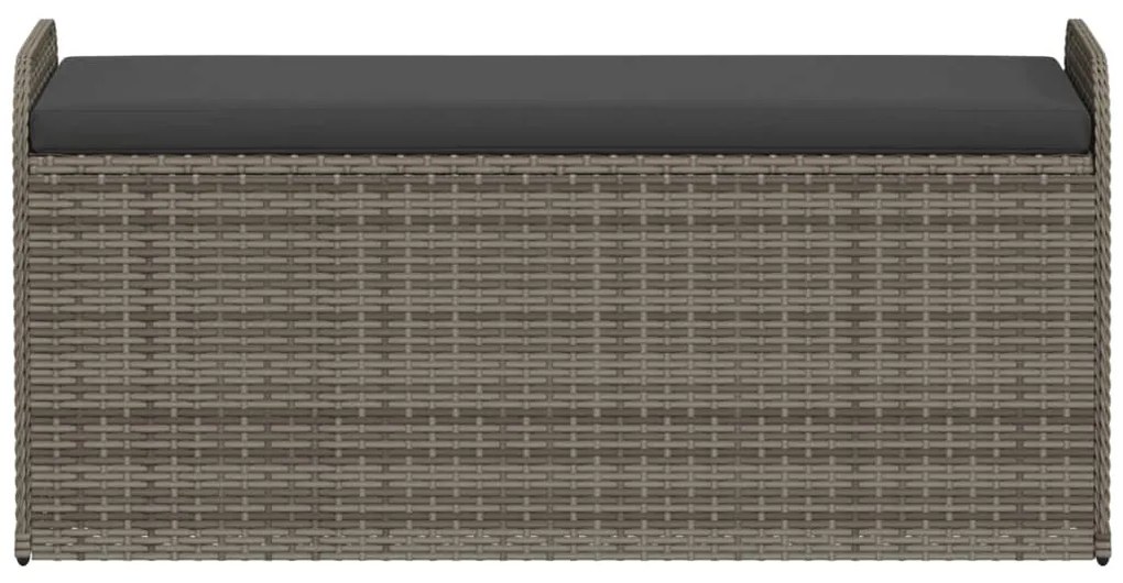 Banco de arrumação com almofadão 115x51x52 cm vime PE cinzento