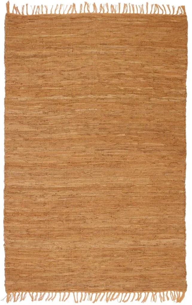 vidaXL Tapete chindi tecido à mão couro 160x230 cm bronze