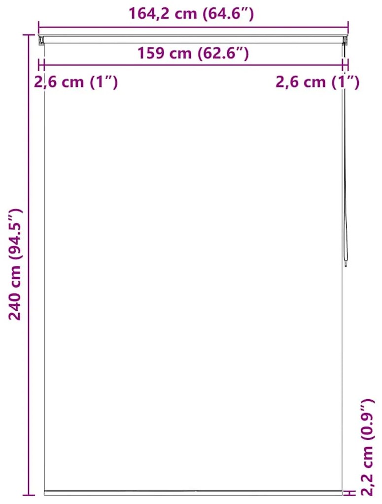 Estore de rolo para o duche 160x240 cm quadrados