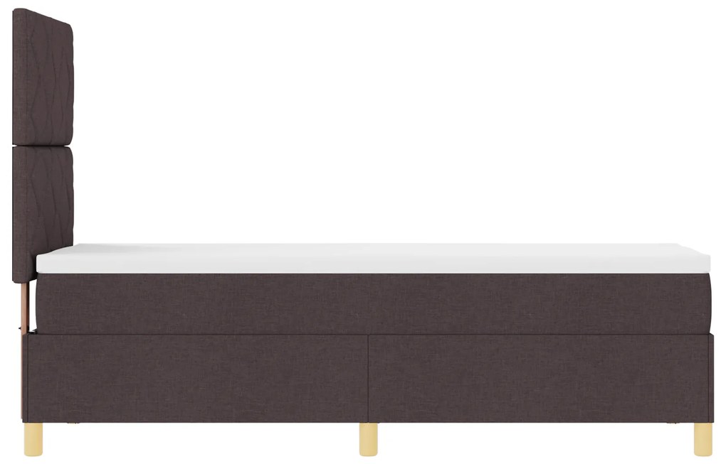 Cama Box Spring com Colchão Castanho Escuro 80x200 cm Tecido