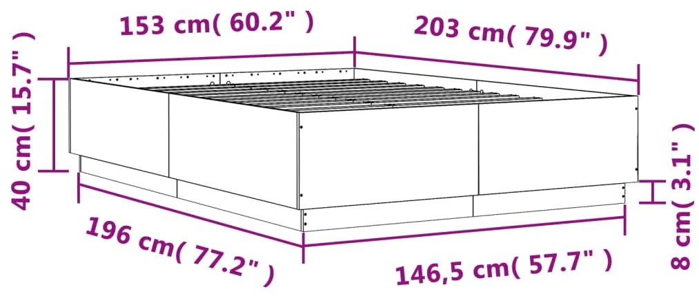 Estrutura de cama 150x200 cm derivados de madeira branco