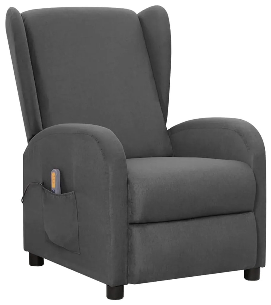 vidaXL Poltrona de massagens tecido cinzento-escuro