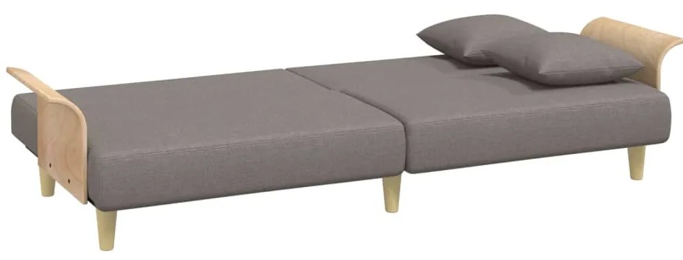 Sofá-cama com apoio de braços tecido cinzento-acastanhado