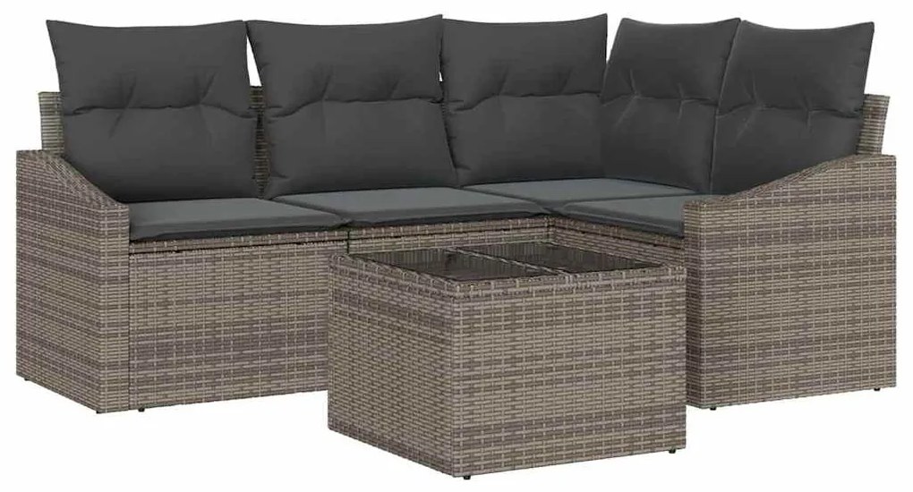 Conjunto de Jantar para Jardim com 4 Peças e Almofadas de Rattan Preto