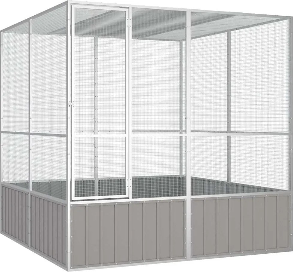 vidaXL Gaiola p/ pássaros 213,5x217,5x211,5cm aço galvanizado cinzento