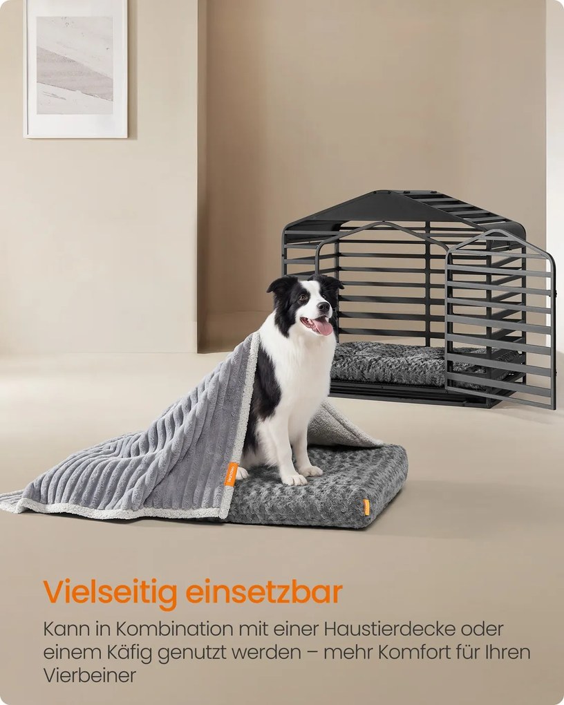 Cama para cães XL 110 x 73 cm com estofamento macio cinza ardósia