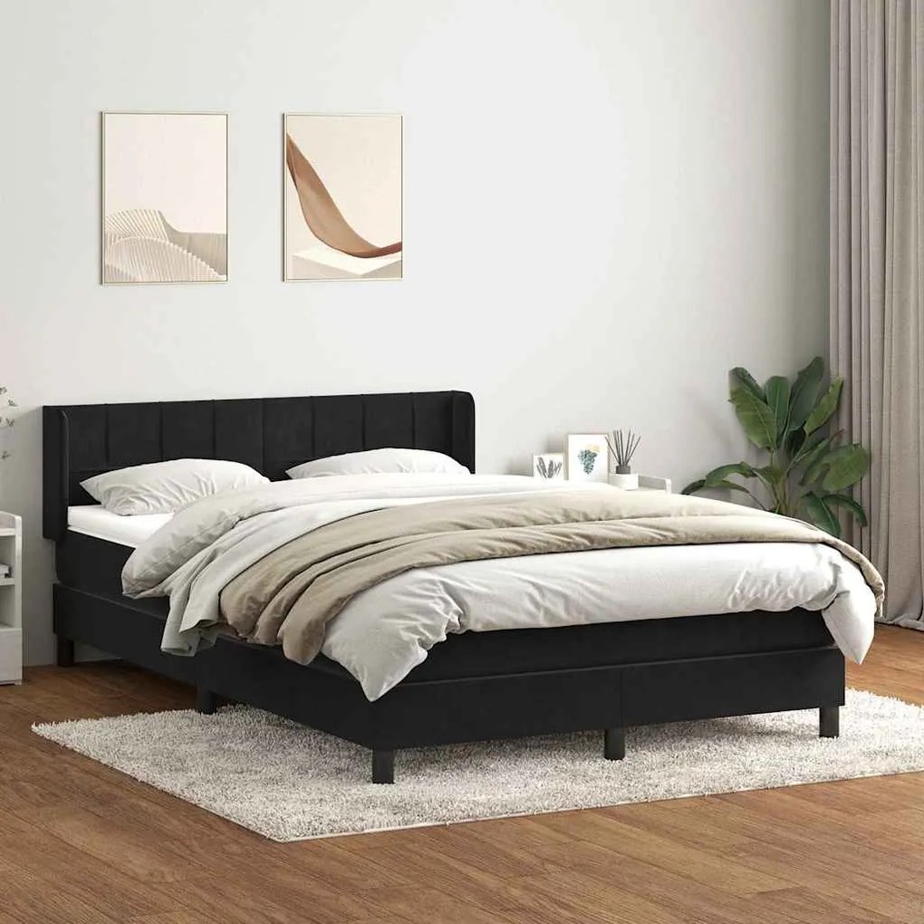 vidaXL Cama com molas/colchão 140x220 cm veludo preto