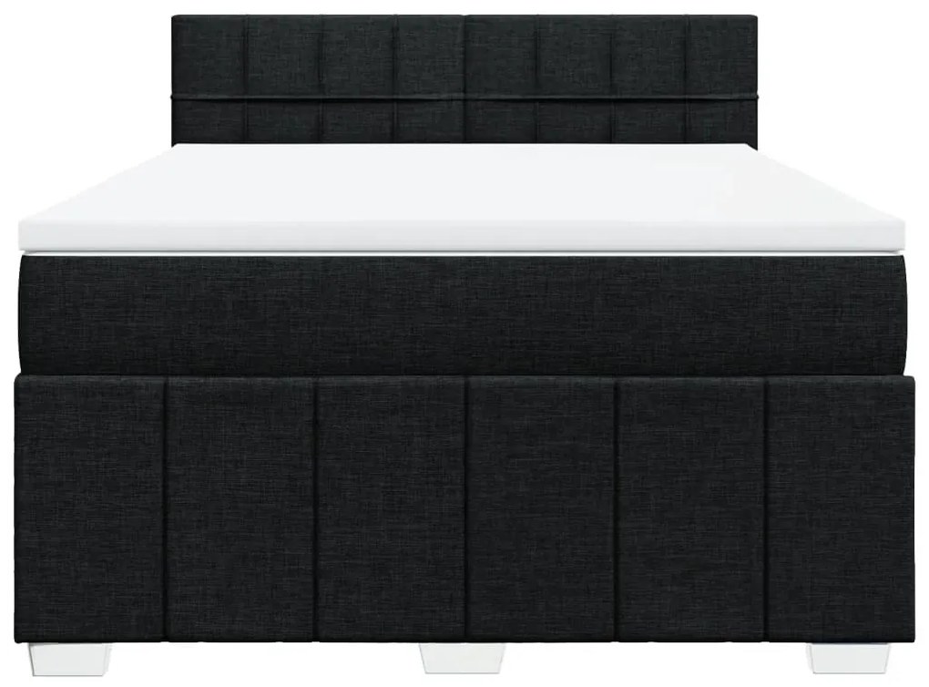 Cama com molas/colchão 160x200 cm tecido preto