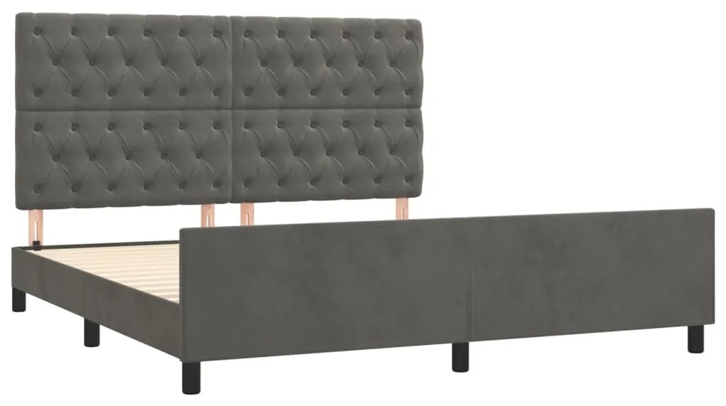 Estrutura de cama sem colchão 160x200 cm veludo cinzento-escuro