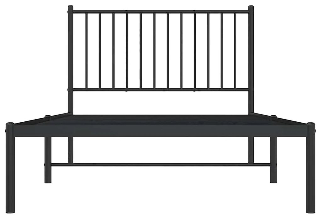 Estrutura de cama com cabeceira 100x190 cm metal preto