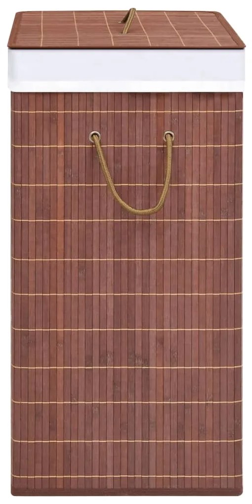 Cesto para roupa suja c/ 2 secções 100 L bambu castanho