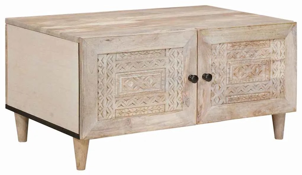 vidaXL Mesa de centro Bege 80 x 50 x 40 cm Madeira de acácia maciça