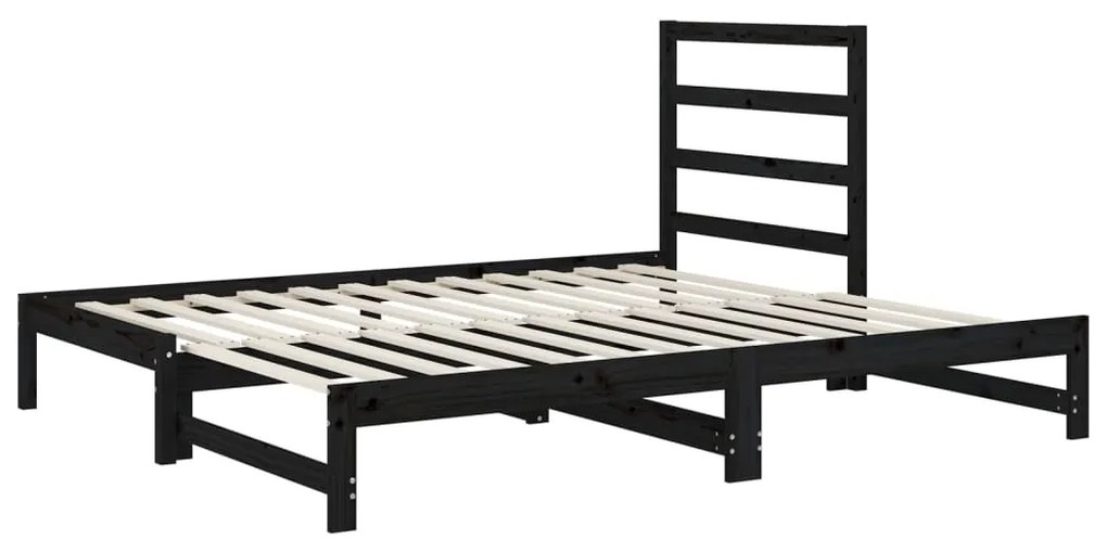 Sofá-cama de puxar 2x(90x200) cm pinho maciço preto