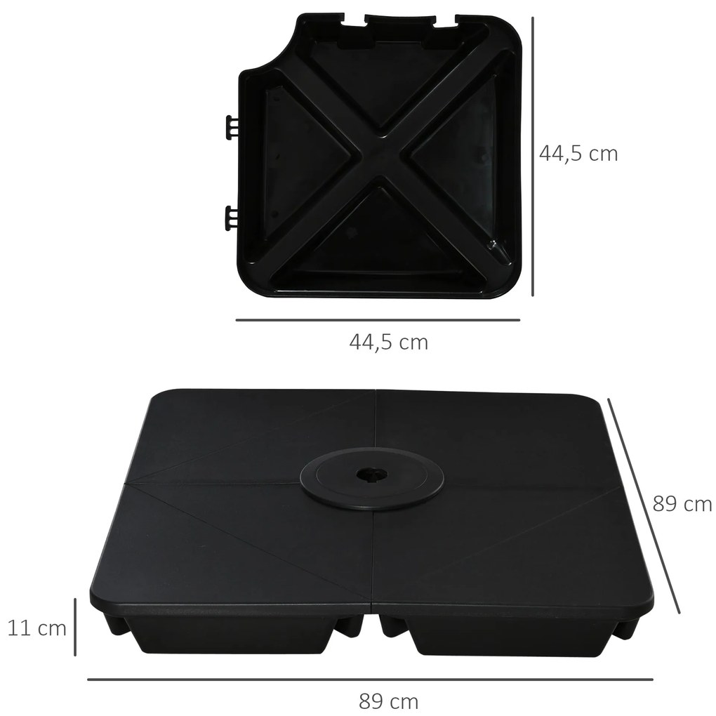 Base para Chapéu de Sol com 4 Peças Recarregáveis de Areia 80kg 4 Peça
