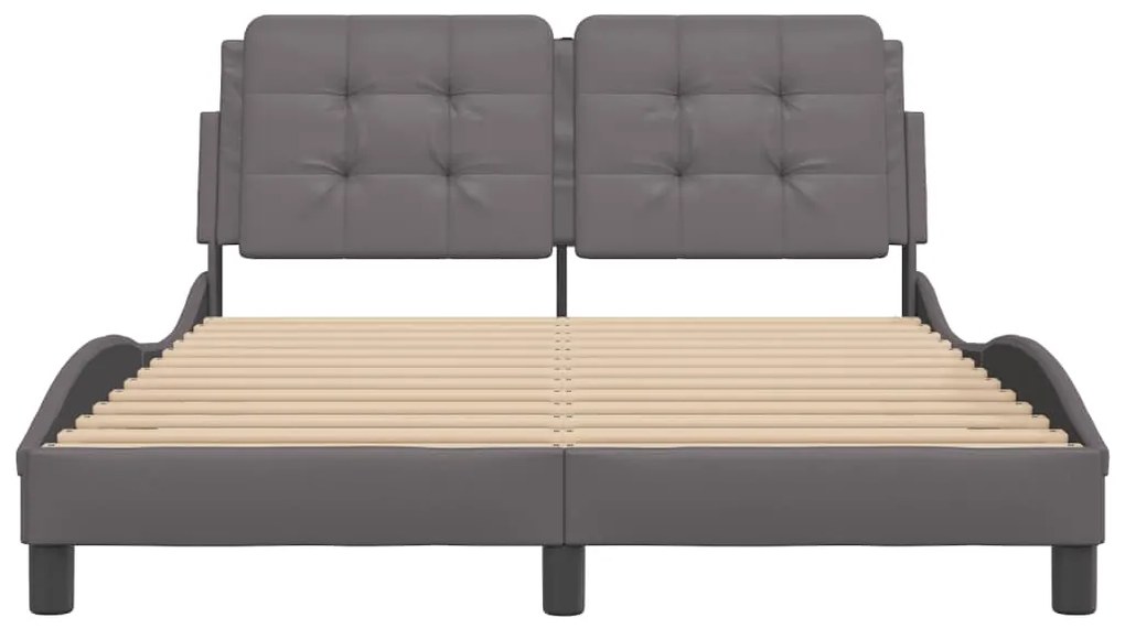 Estrutura de cama c/ luzes LED 120x200cm couro artificial cinza