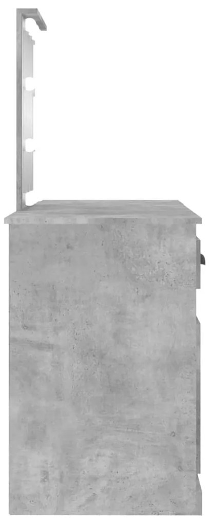 Toucador com luzes LED 130x50x132,5 cm cinzento cimento