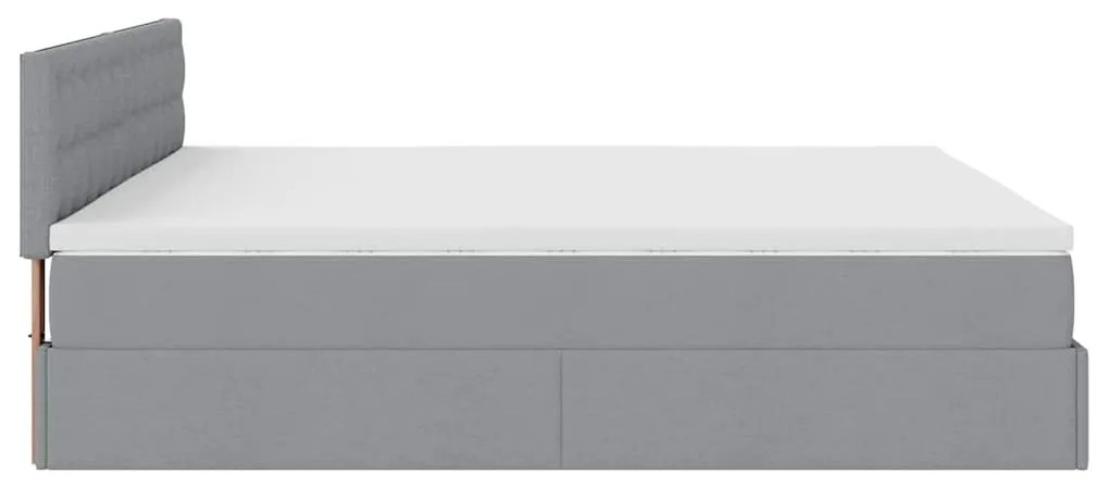 Cama otomana com colchão 160x200 cm tecido cinzento claro