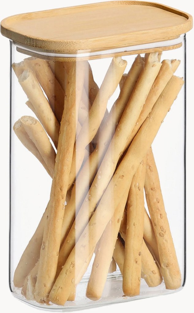 Frascos de arrumação em vidro borossilicato com tampas em bambu Pure, conjunto de 6