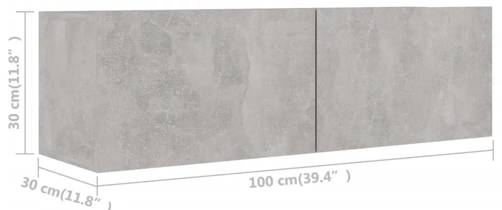 2 pcs conjunto de móveis de TV derivados madeira cinza cimento
