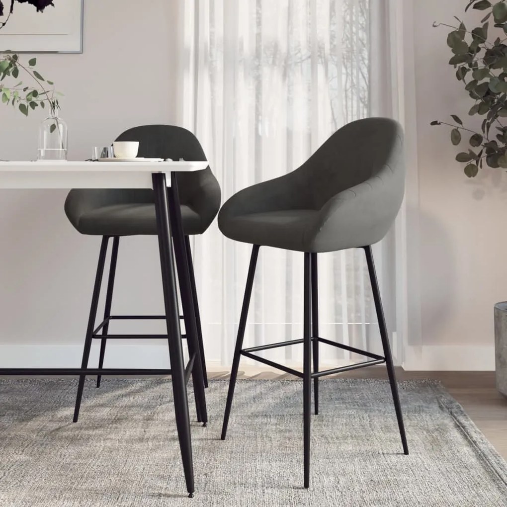 vidaXL Bancos de bar 2 pcs veludo cinzento-escuro