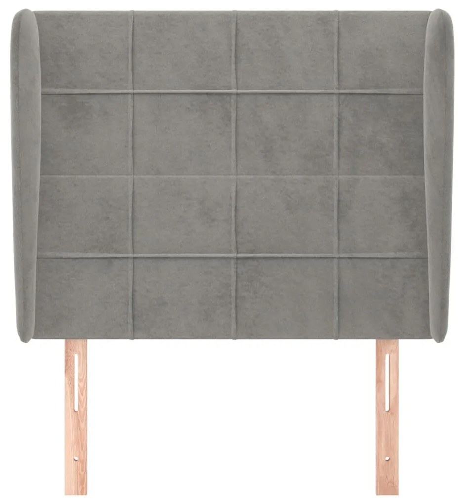 Cabeceira cama c/ abas veludo 103x23x118/128 cm cinzento-claro
