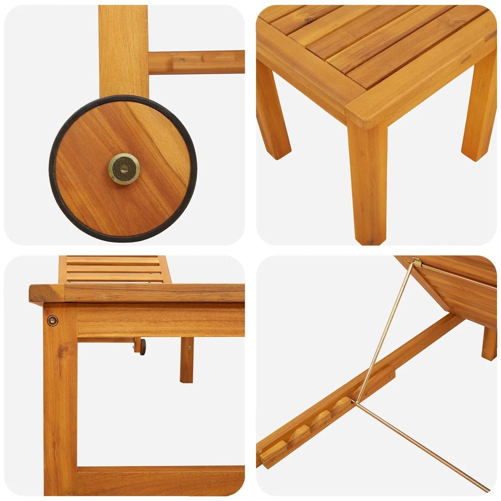 Espreguiçadeira com Mesa em Madeira Sólida de Acácia, vidaXL Espreguiç